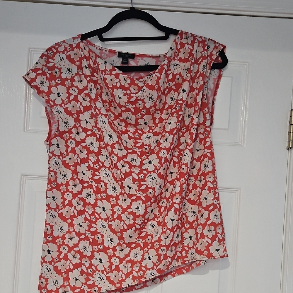 Ann Taylor Red Floral Blouse